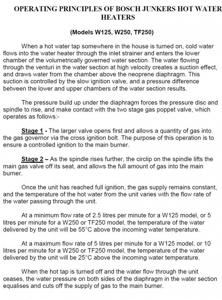 Bosch Junkers Hot Water Heaters | Operating Principles Guide
