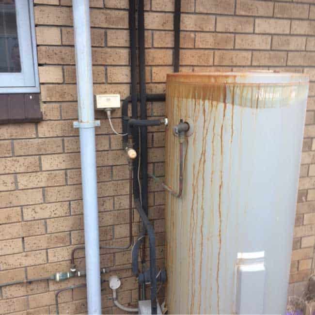 Leaking Rheem hot water system at Seaford